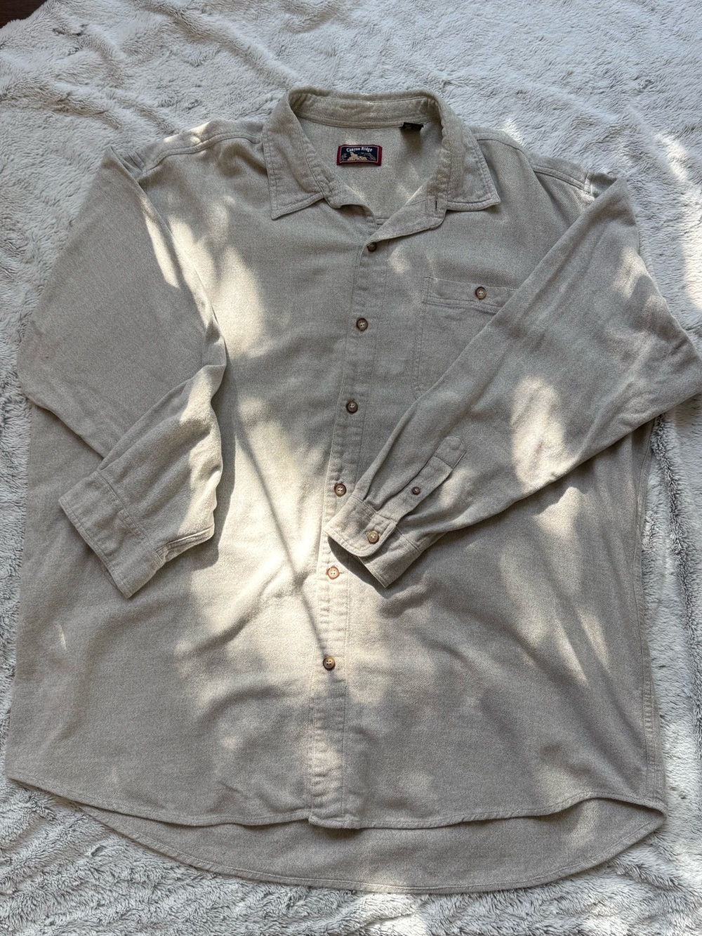 Canyon Ridge Men's 3XL Beige Button-Up Shirt Heavyweight Long Sleeve Layering